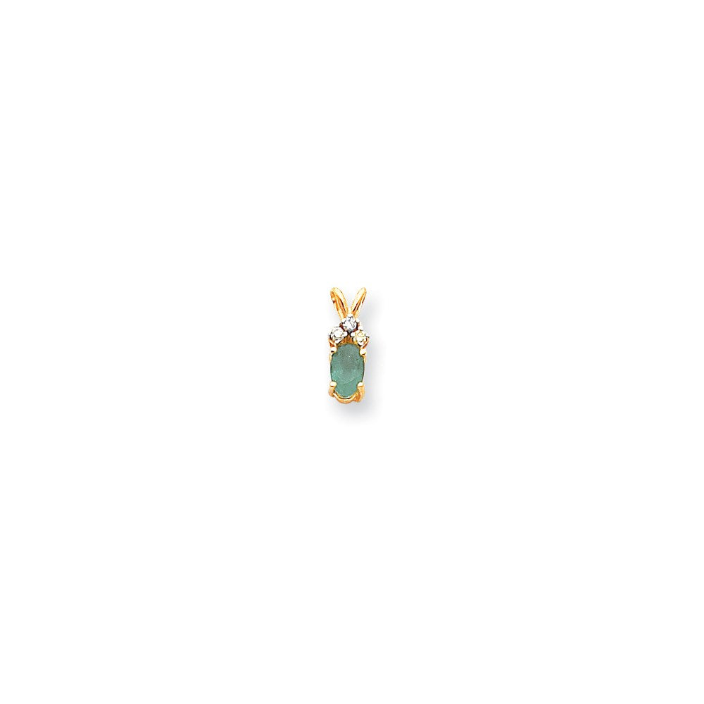 14k yellow gold 6x4mm oval emerald a real diamond pendant xp1006e a