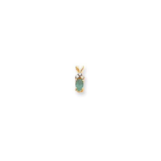 14k yellow gold 6x4mm oval emerald vs real diamond pendant xp1006e vs