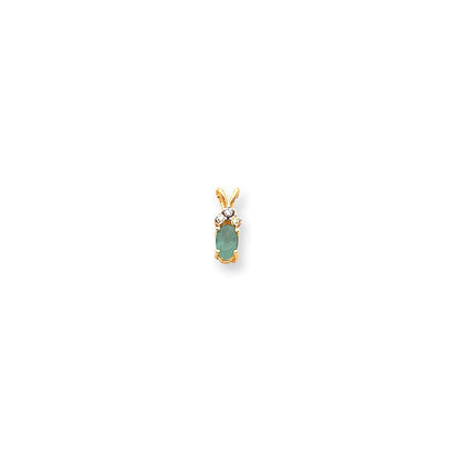 14k yellow gold 6x4mm oval emerald aaa real diamond pendant xp1006e aaa