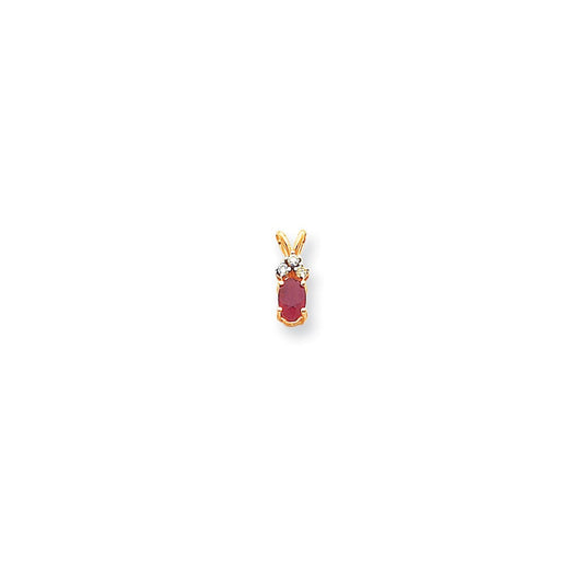 14k yellow gold 6x4mm oval ruby aa real diamond pendant xp1006r aa