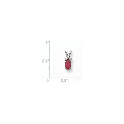 14k White Gold 6x4mm Oval Ruby AA Diamond pendant