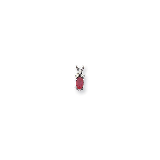 14k White Gold 6x4mm Oval Ruby AA Diamond pendant