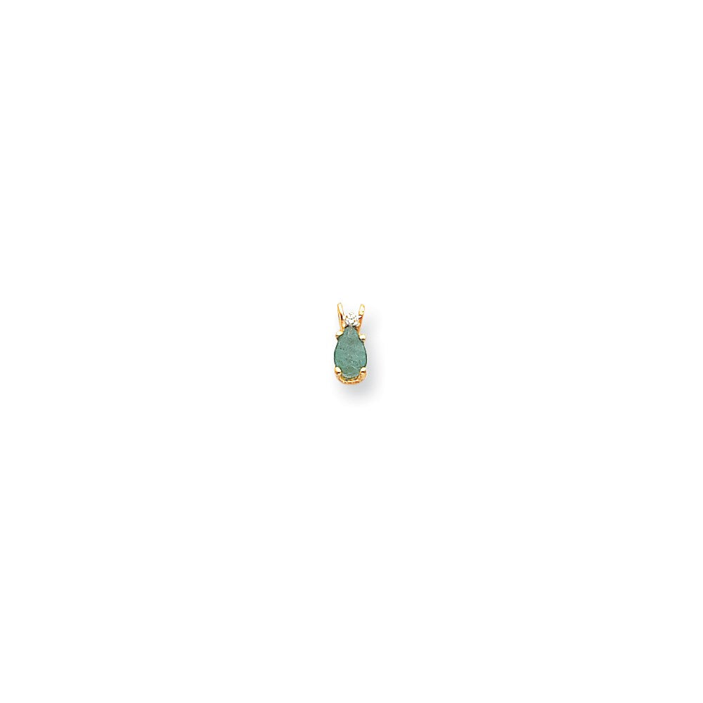 14k yellow gold 6x4mm pear emerald a real diamond pendant xp1008e a