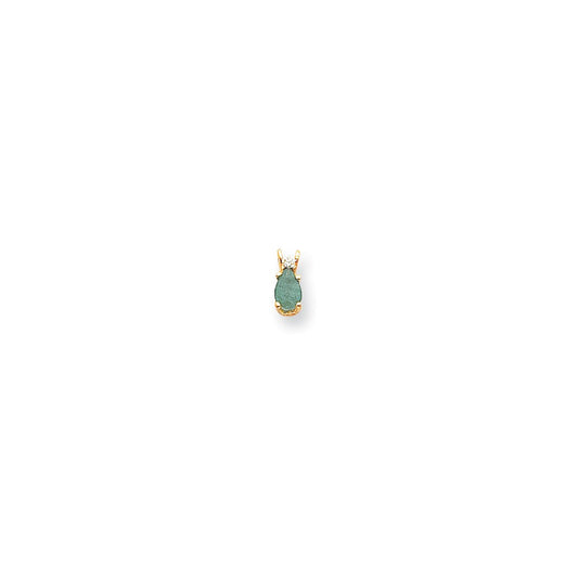 14k yellow gold 6x4mm pear emerald aaa real diamond pendant xp1008e aaa