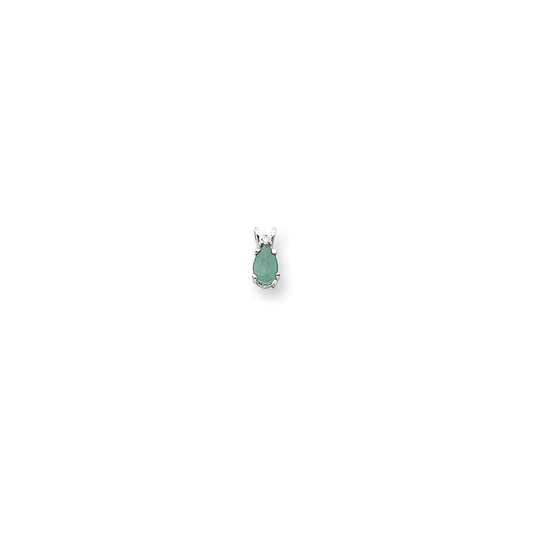 14k white gold emerald real diamond pendant xp1009e aa