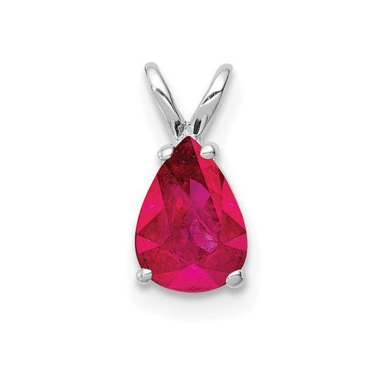 14k White Gold Ruby Pendant
