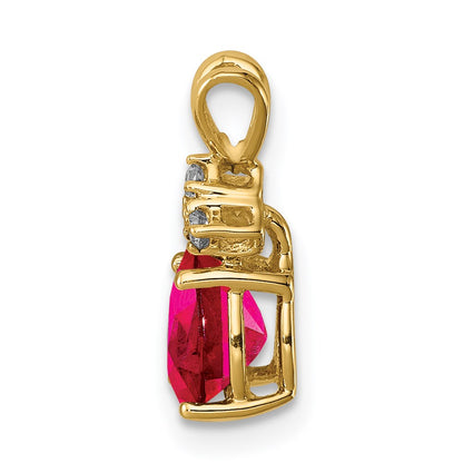14k Ruby Diamond Pendant