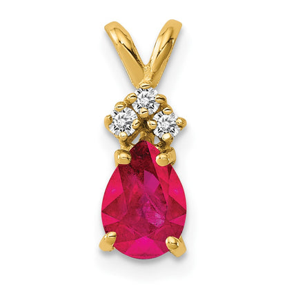 14k Ruby Diamond Pendant