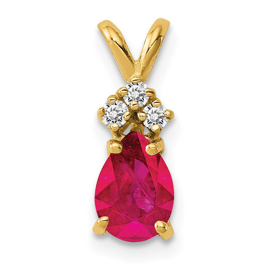 14k Ruby Diamond Pendant