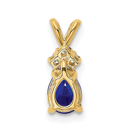 14k 7x5mm Pear Sapphire AA Diamond pendant