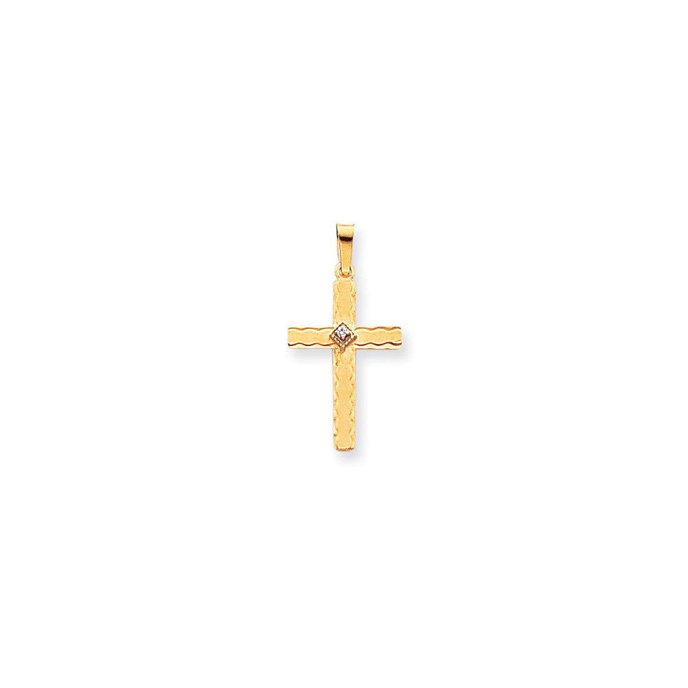 14k yellow gold aa real diamond cross pendant xp108aa