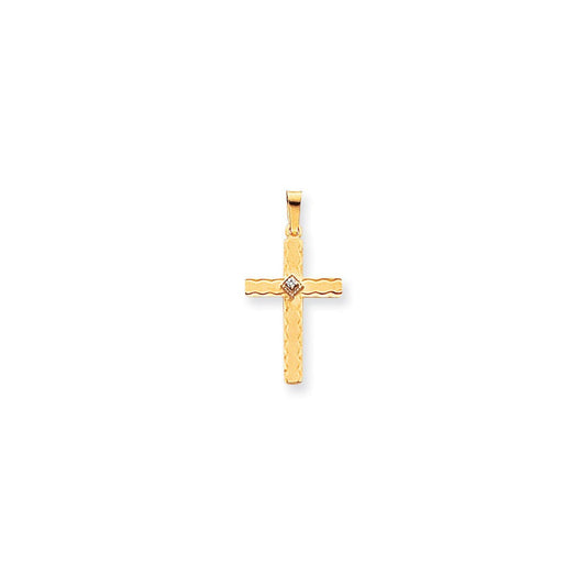 14k yellow gold aa real diamond cross pendant xp108aa