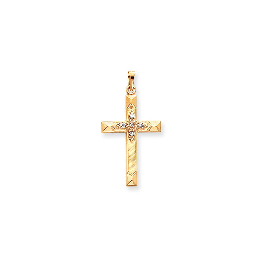 14k yellow gold aa real diamond latin hollow cross pendant xp110aa