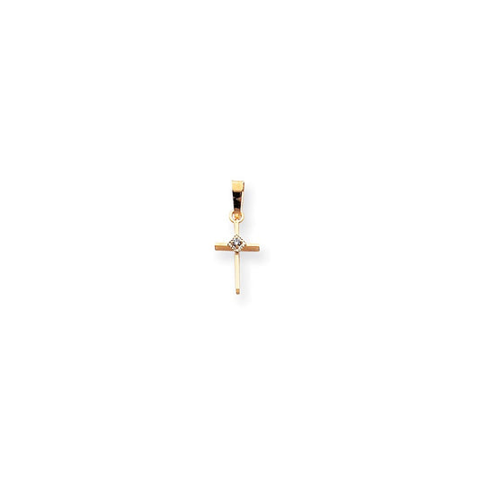 14k yellow gold small aa real diamond cross pendant xp112aa