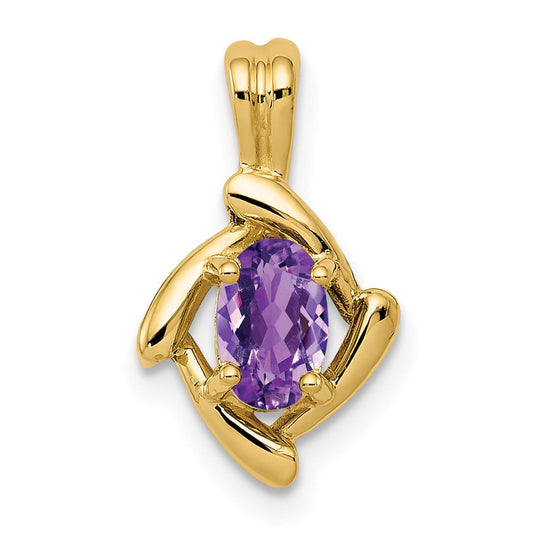 14k yellow gold 6x4mm oval amethyst pendant xp1657am
