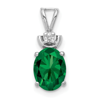 14k White Gold 8x6mm Oval Mount St. Helens AA Diamond Pendant