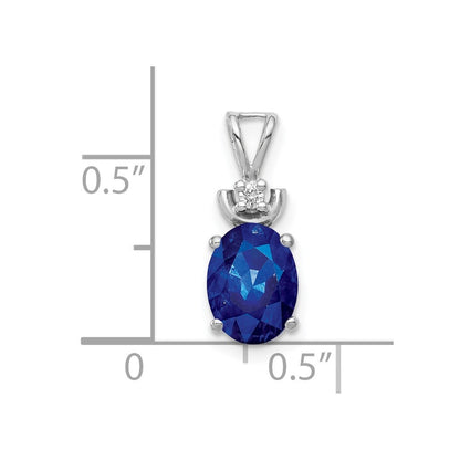 14k White Gold 8x6mm Oval Sapphire VS Diamond Pendant