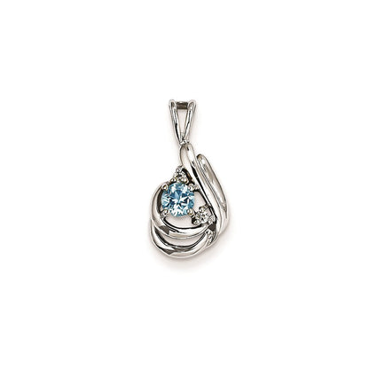 14k white gold 4mm blue topaz aa real diamond pendant xp1660bt aa