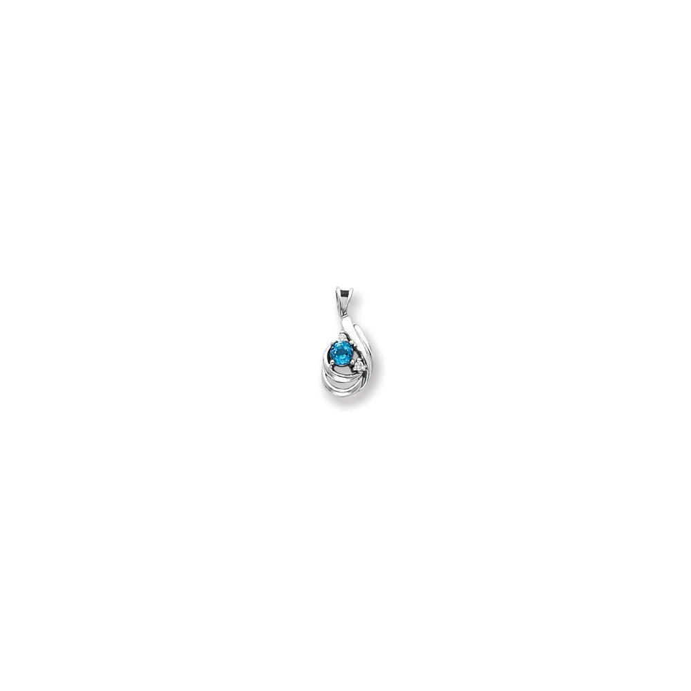 14k White Gold 4mm Rhodolite Garnet A Diamond pendant