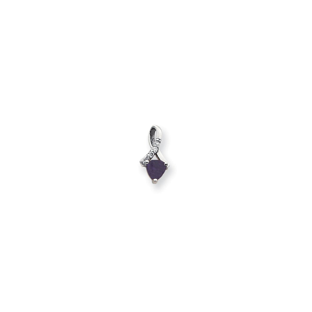 14k white gold 5mm amethyst vs real diamond pendant xp1713am vs