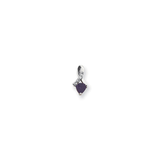 14k white gold 5mm amethyst vs real diamond pendant xp1713am vs