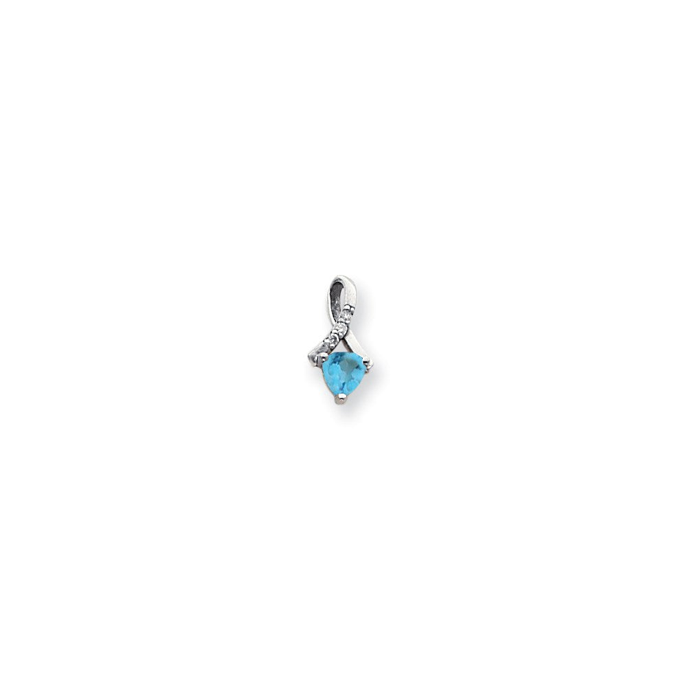 14k white gold 5mm blue topaz aaa real diamond pendant xp1713bt aaa