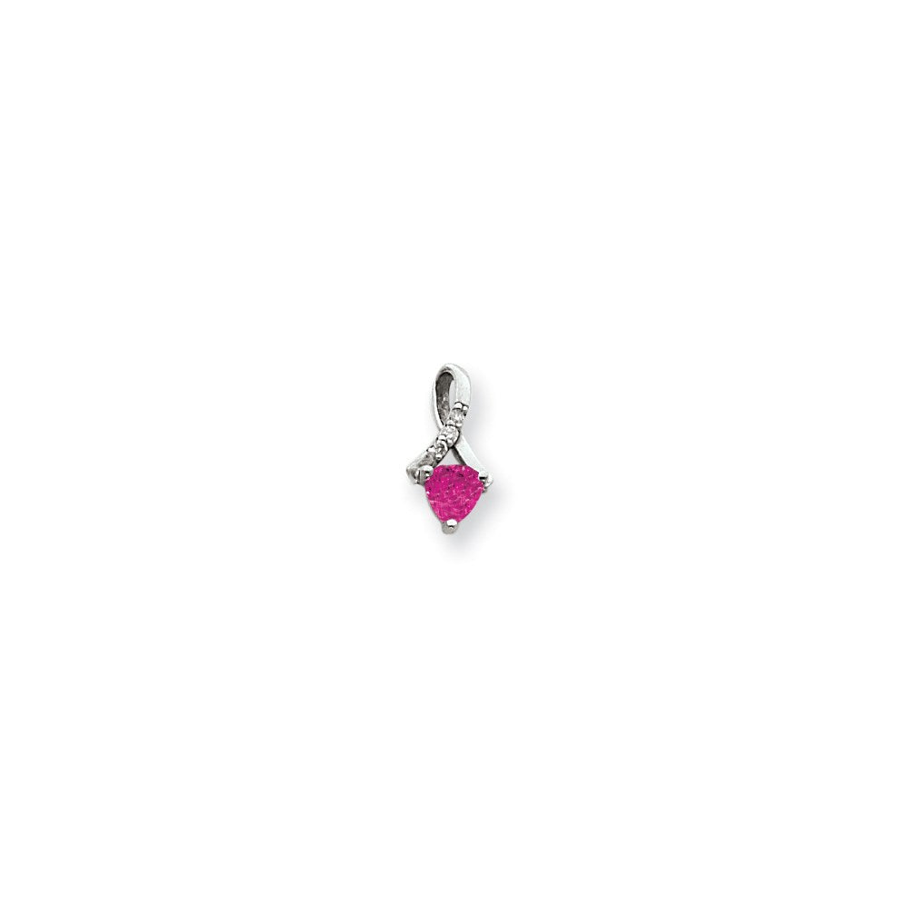 14k white gold 5mm pink sapphire vs real diamond pendant xp1713sp vs