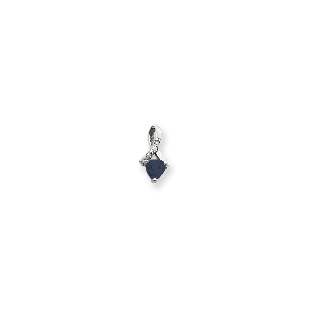 14k white gold 5mm sapphire aaa real diamond pendant xp1713s aaa