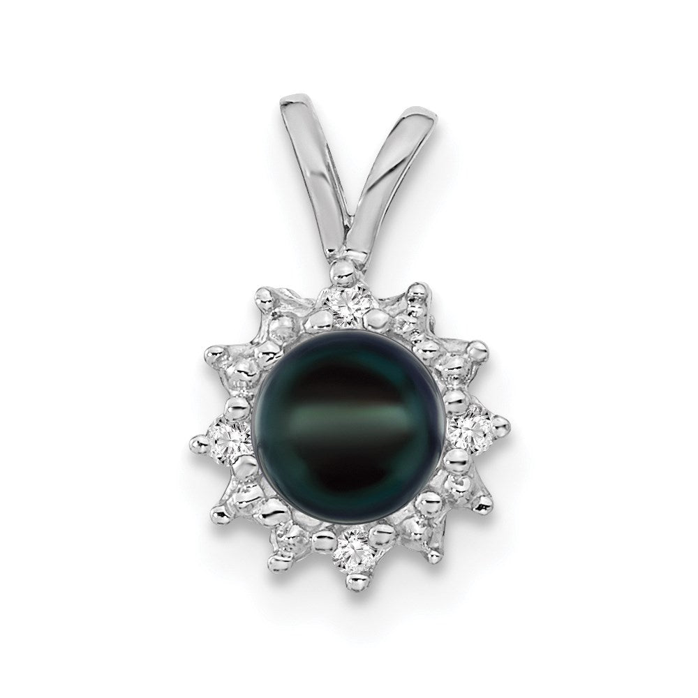 14k white gold 4 5mm black fw cultured pearl a real diamond pendant xp1721bp a
