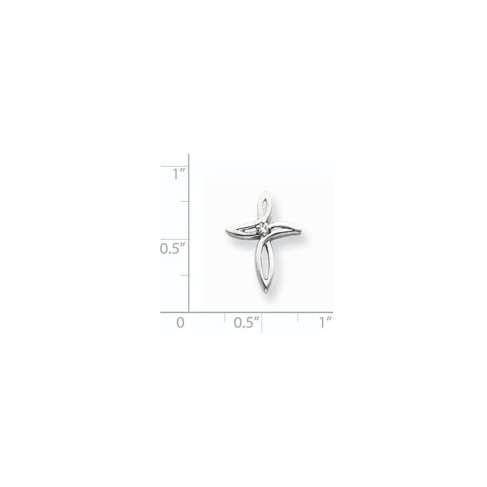 14k White Gold AA Diamond Cross Pendant