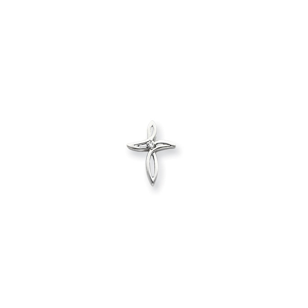 14k White Gold AA Diamond Cross Pendant