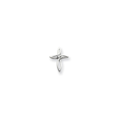14k White Gold AA Diamond Cross Pendant