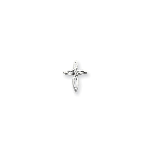 14k White Gold AA Diamond Cross Pendant