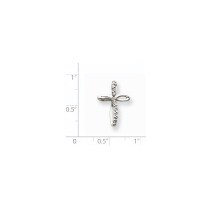 14k White Gold AA Diamond Cross Pendant