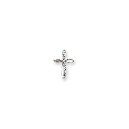 14k White Gold AA Diamond Cross Pendant