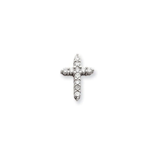 14k White Gold AA Diamond Cross Pendant