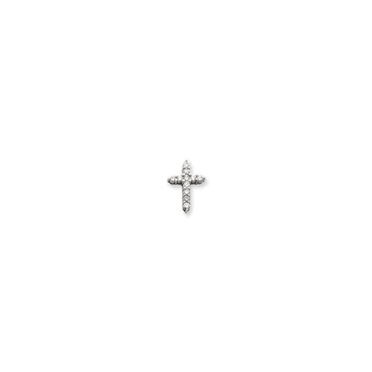 14k White Gold A Diamond cross pendant