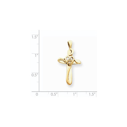 14k AA Diamond Cross Pendant