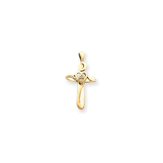 14k AA Diamond Cross Pendant