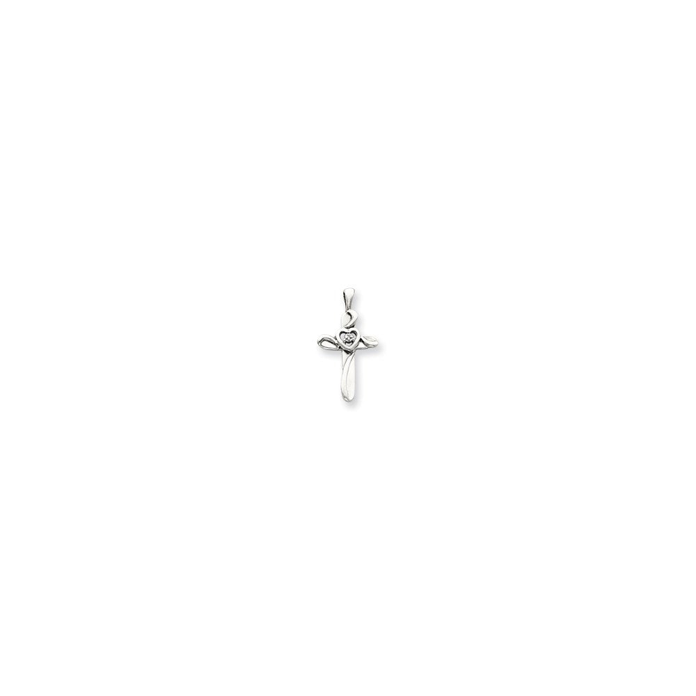 14k White Gold VS Diamond cross pendant