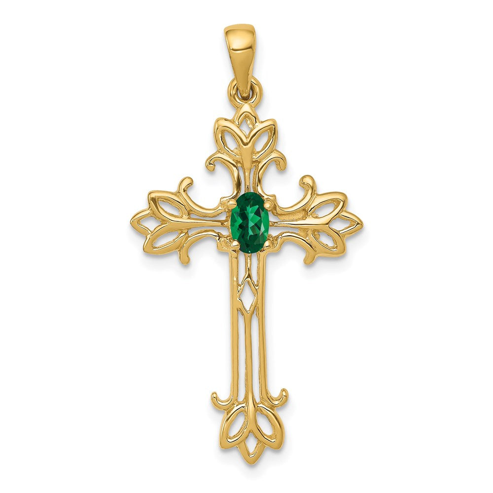 14k 5x3mm Oval Mount St. Helens cross Pendant