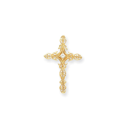 14k yellow gold aaa real diamond cross pendant xp1776aaa