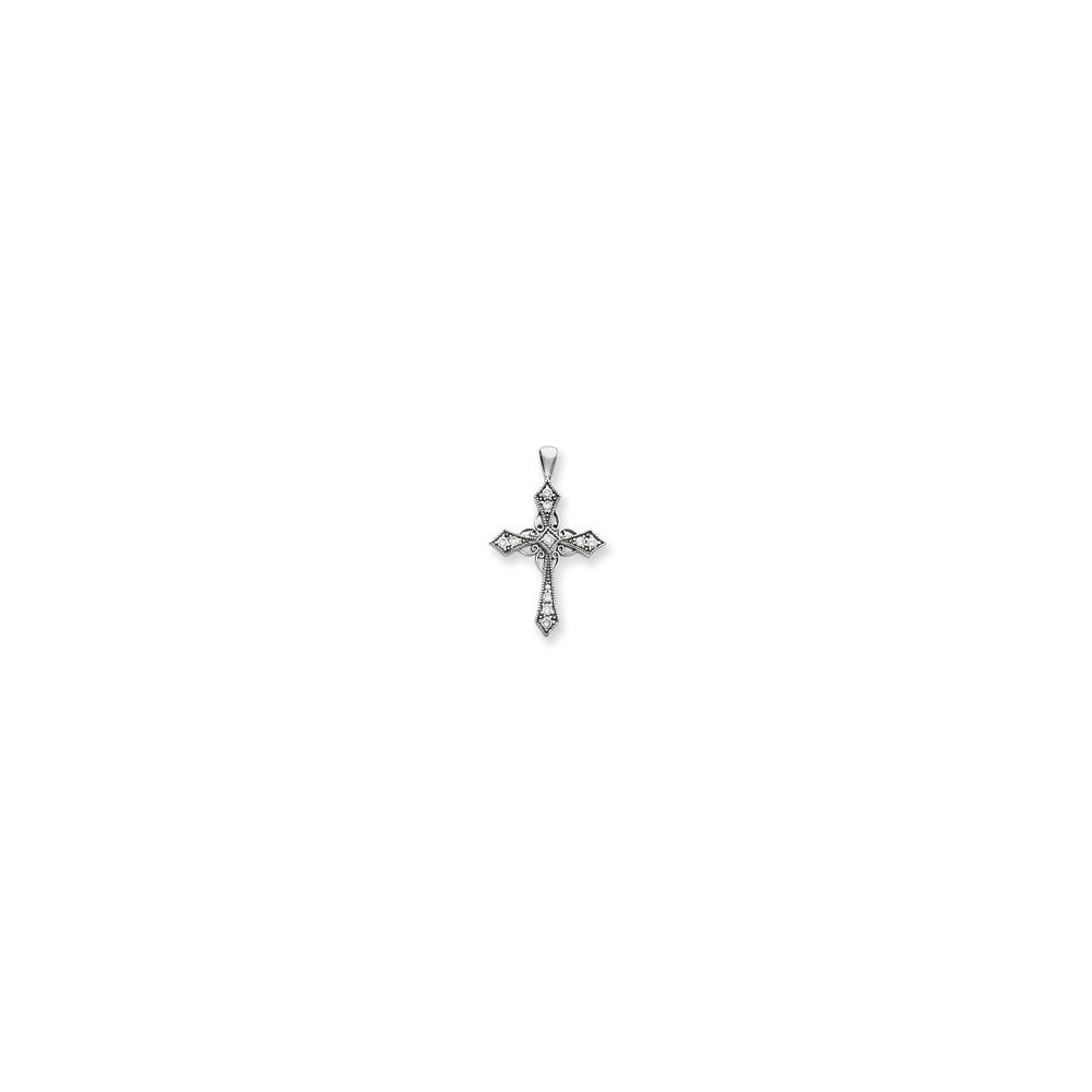 14k White Gold A Diamond cross pendant