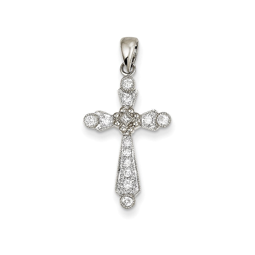 14k white gold real diamond cross pendant xp181aa