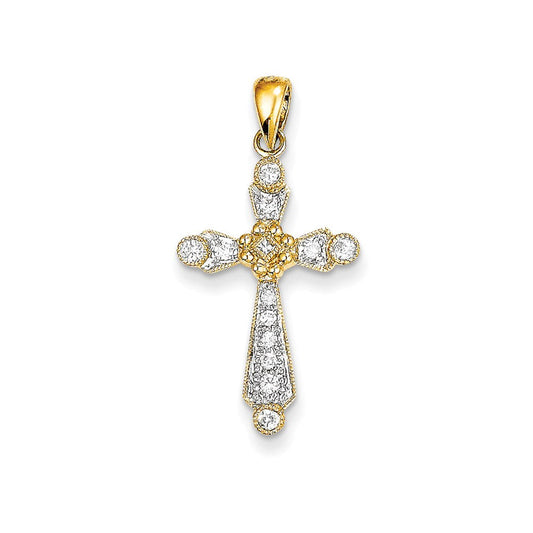 14k yellow gold real diamond cross pendant xp182aa