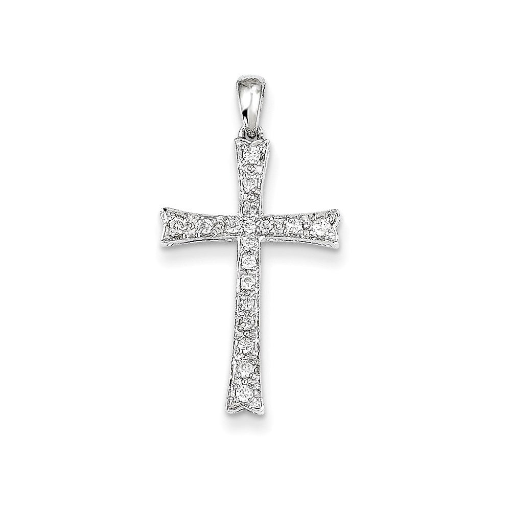 14k white gold real diamond cross pendant xp184aa