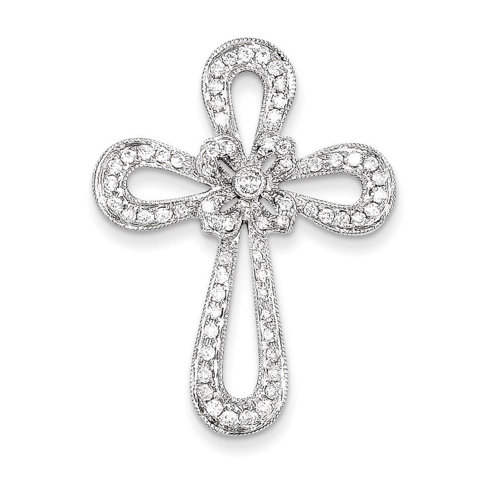 14k white gold filigree real diamond cross pendant xp185aa