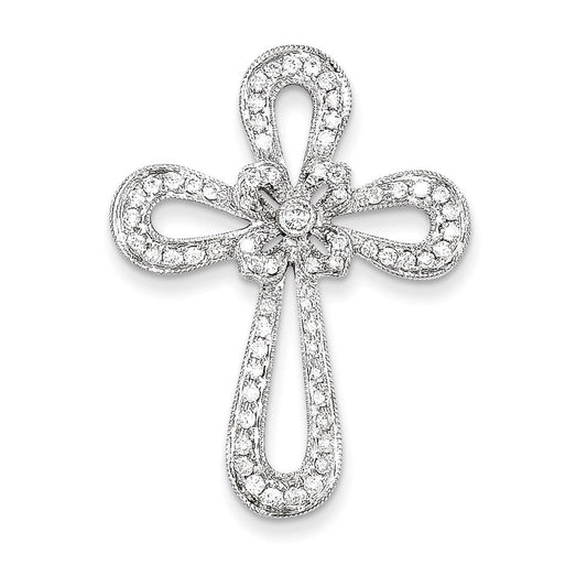 14k white gold filigree real diamond cross pendant xp185aa