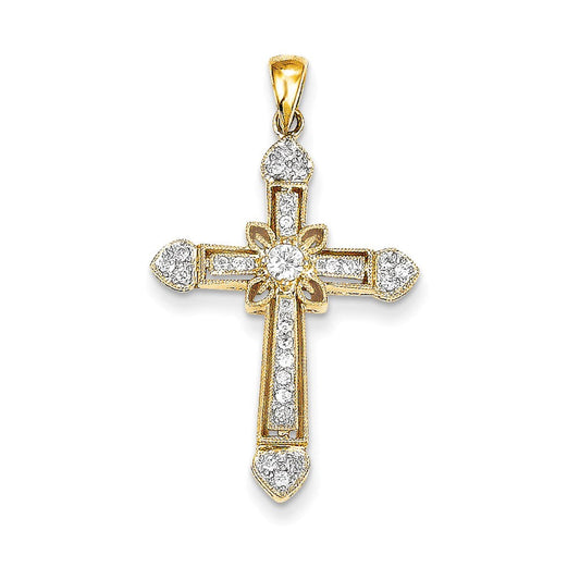 14k yellow gold real diamond cross pendant xp187aa