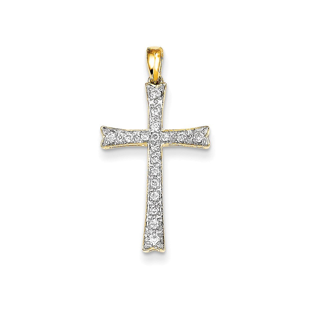 14k yellow gold real diamond cross pendant xp188aa